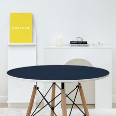 Another 皮革防水圓形桌布, 海軍藍 + 黃色, 直徑 70cm