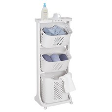 Nature Living 三層洗衣籃推車, 象牙白, 1個
