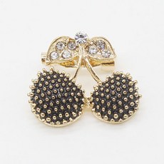 큐빅 보석 패션 앵두 브로치핀, 골드블랙, 1개