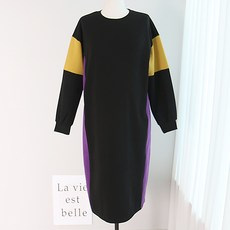 iyaan 孕婦加絨拼色長袖連身裙