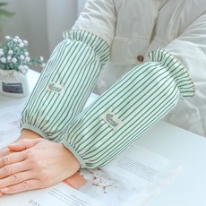 Monde Spot 條紋荷葉邊廚房浴室清潔防水袖套一對 YY57723, 綠色, 1個