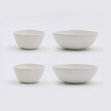 O'chairs 鵝卵石碗 2人份組合, 白色, 飯碗 2入/大碗 2入