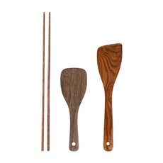 인블룸 나무 주걱 + 나무 뒤집개 + 원목 튀김 젓가락 세트, 혼합색상, 1세트
