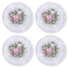 happytool Pure Blanc 裝飾蕾絲杯墊 4入, 白色, 4個