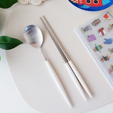 Bogen Eiffel Cutlery 銀色兒童餐具套組, 勺子+筷子, Clova White