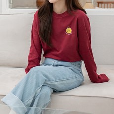 험블스튜디오 여성용 스마일 로고 코튼 이너 긴팔티 FF_230