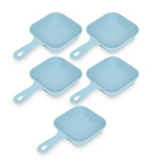 握柄式方形餐盤, 5個, 藍色, 單品
