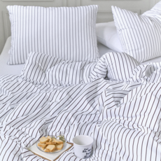 픽켄드 국내 제조 옥수수솜 클래식 스트라이프 차렵이불