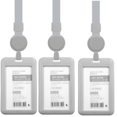 DITREE 員工證卡套頸掛繩, 灰色, 3個