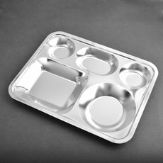 D.O2 304不鏽鋼 橢圓形 3格 餐盤, 銀色, 1個