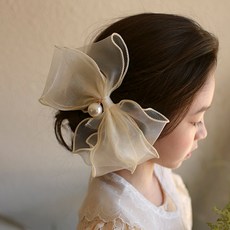 LuckyBambine 兒童浪漫珍珠蝴蝶結自動髮夾