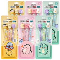 犀牛人形鉛筆 3 x 3p 套組 3, 薄荷,黃色,粉紅色, 2套