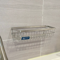 공감스토어 올스텐304 무타공 스마트접착 수세미세제선반 대형, 실버, 1개