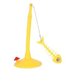 doongdoongpet 貓咪吸附式自嗨魚骨玩具, 1個, 黃色