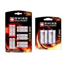 SWISS MILITARY 鹼性AAA電池10入 + D型電池2入組合, 1套