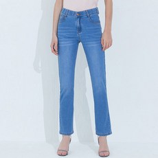 peilit 女款高彈力隱藏式鬆緊腰帶基本直筒牛仔褲