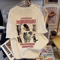 레몬소울 여성용 기냉 프린팅 반팔 티셔츠