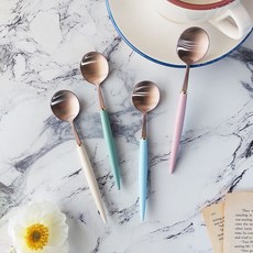 Bogen Eiffel系列彩色握柄茶匙4入組, 1套, 玫瑰金