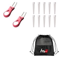 NAYASTYLE 高爾夫果嶺叉修補器 GFYP-38-3 2入 + 塑膠高爾夫長Tee 185-1PU 10入 + 收納袋套組, 混合色