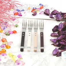 Bogen Solen方形餐具茶叉4件組, 1套, 黑色, 白色, 深米色, 深櫻桃色