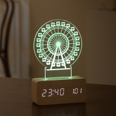 플라이토 우드 로맨틱 LED 탁상시계, 메이플 관람차