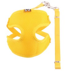 簡約時尚狗狗胸背帶 M號 GH72_RD_609+牽繩, 1套, 黃色