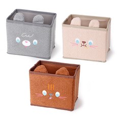 Indikay毛絨收納箱 混合 3入, 1套, 棕色、米色、灰色