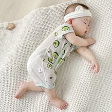 조이멀티 엠케이 아동용 매쉬백 내의 실내 패턴 반팔 배냇 우주복