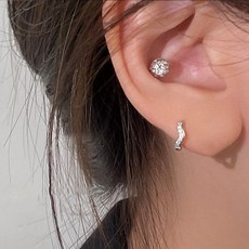 gelluna 女性閃亮波浪線條水鑽易扣式環形耳環 一對 6mm P-356