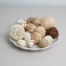 DAEHAN 自然風拍攝道具 藤球裝飾 擺件 桌面佈置 裝飾品 16件組, 混合色