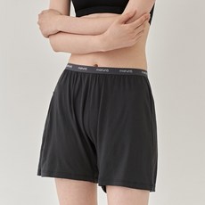 marun5 女性透氣透膚莫代爾平口四角內褲, 黑色