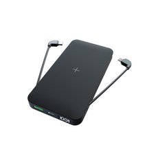 이고 얼라이 딜리버리 4 in 1 애플 Mfi 인증 빌트인 케이블 무선 보조배터리, MP3-BLACK, 블랙