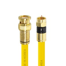 Soltop 韓國製 高級款 金色 BNC TO RF 5C 壓接 防水 TV 同軸電纜 黃色, SOLTOP-772, 1個