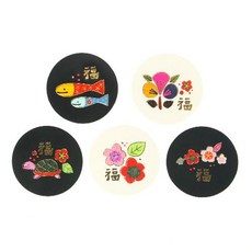 indi.k 民畫刺繡圓形貼紙 混合款, 100張, 多色
