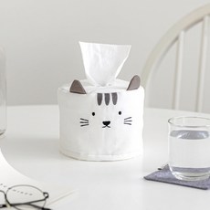 ssueim 貓咪印花圓形面紙套, 灰色的