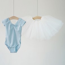 芭蕾舞兒童女童短袖按扣緊身連體衣 + 芭蕾舞紗裙套組