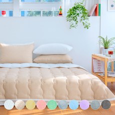 涼爽泡泡紗渲染圓角夏季薄被, 米色