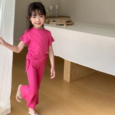 Starbean 女童修身蝴蝶結短袖靴型褲套裝