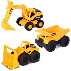 BUCHU CAR Rhino 沙灘玩具3件組 重型工程車可動玩具, Yellow + Black