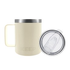 KEEP CAMPING 手把保溫杯, 350ml, 乳白色