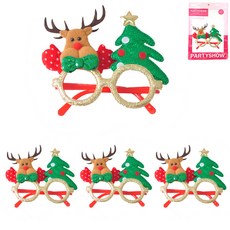 PARTYSHOW 聖誕角色造型眼鏡 聖誕樹魯道夫, 混色, 4個