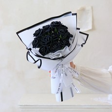 센트바스켓 조화 블레싱 라인장미 비누꽃 꽃다발, 블랙, 1개