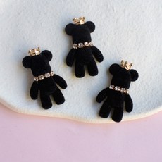 심플앤글로우 키링 열쇠고리 DIY 부속품 귀여운 곰, 블랙, 18개