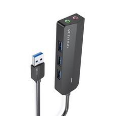 VEnTIOn 威迅 USB音效卡 USB 3.0多功能集線器 1m, 黑色