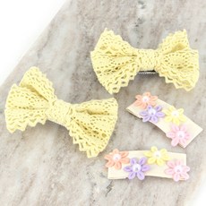 아랑로랑 여아용 몰리토숀 리본 헤어핀 4p 세트