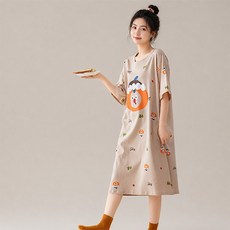 I CAN SIMPLE 孕婦空氣棉舒適連身裙睡衣 G款