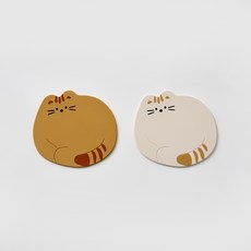 Modern House L 胖貓杯墊 2件組, 喵, 1套