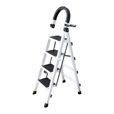 온써키 스툴 접이식 미니 사다리 4단 화이트, 1개