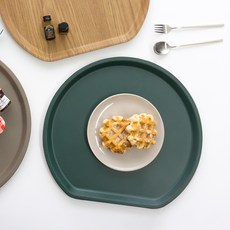 韓國製 Roya 素色半月形防滑紙漿托盤, 深綠色, 1個