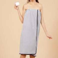 Bomari 按扣式柔軟浴袍毛巾, 1個, 灰色